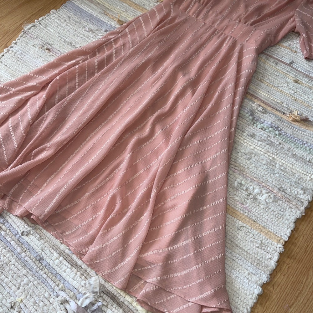 Julian Taylor New York Pink Chiffon Fit and Flare Midi Dress Size 8 - Picture 2 of 8